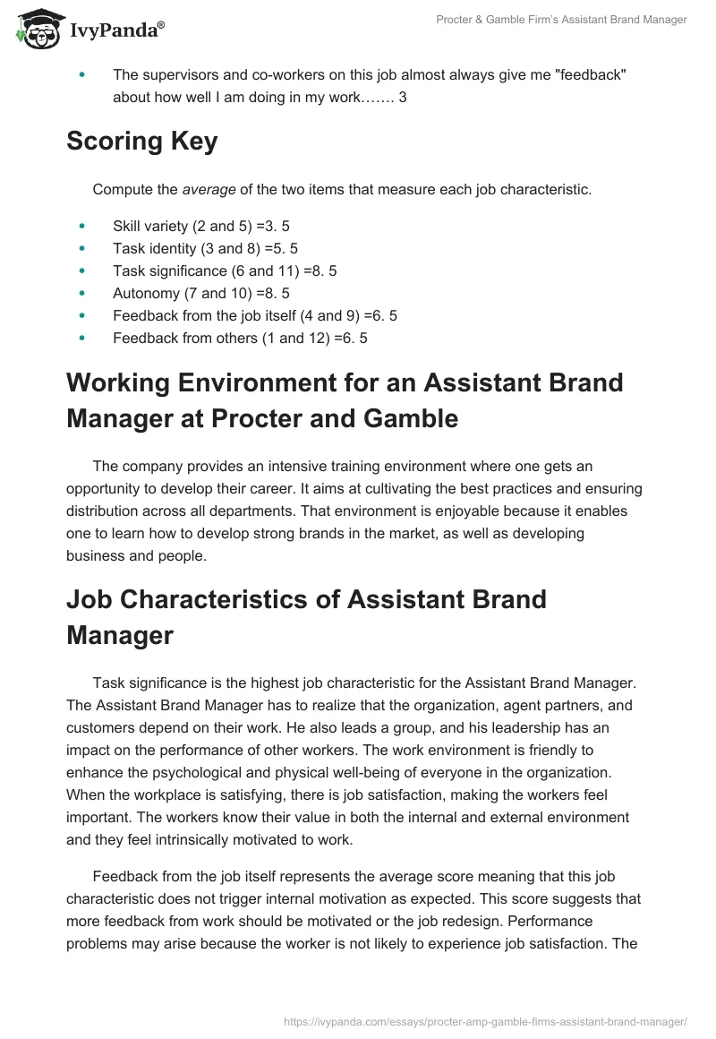 Procter & Gamble Firm’s Assistant Brand Manager. Page 2