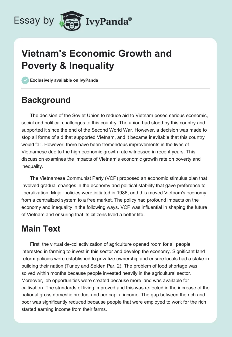 Vietnam's Economic Growth and Poverty & Inequality. Page 1