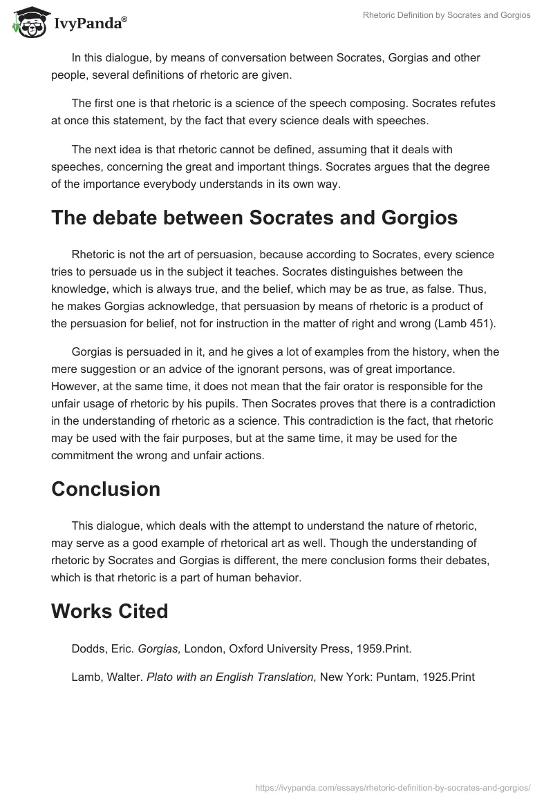 Rhetoric Definition by Socrates and Gorgios. Page 2