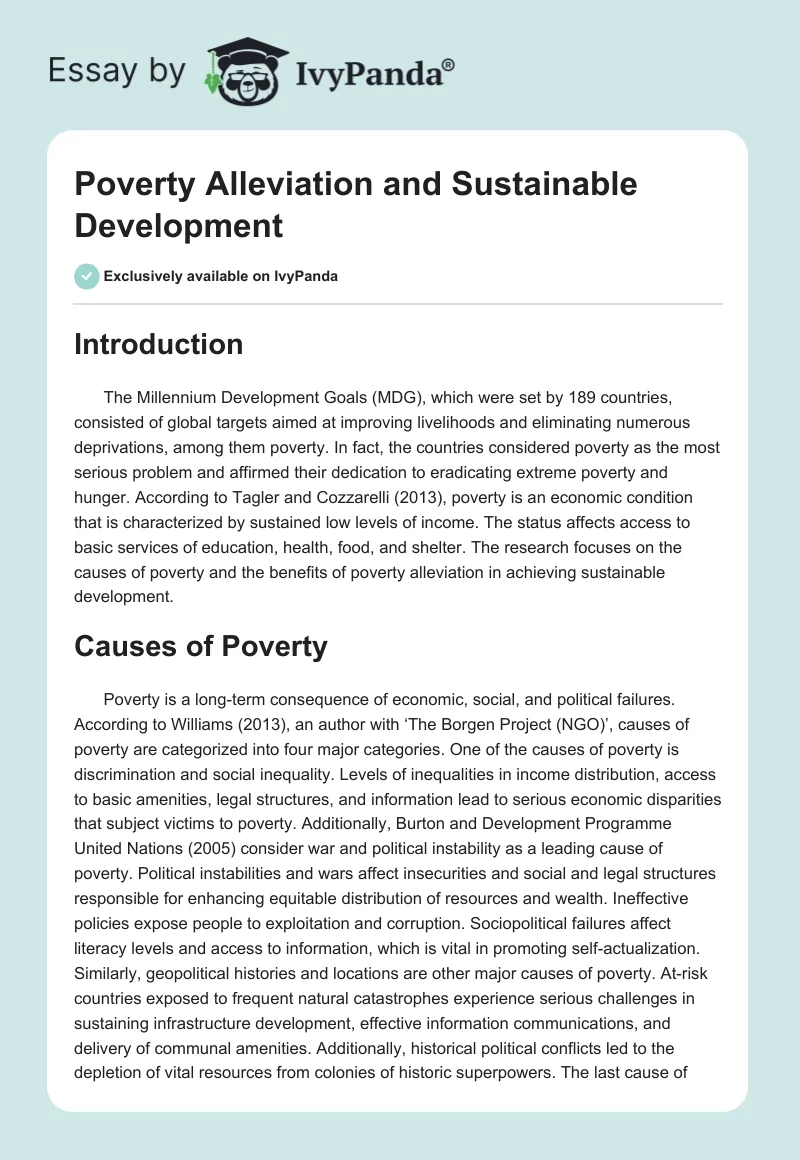 Poverty Alleviation and Sustainable Development. Page 1