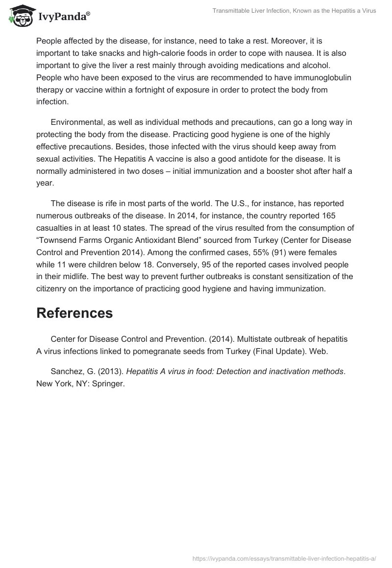 Transmittable Liver Infection, Known as the Hepatitis a Virus. Page 2