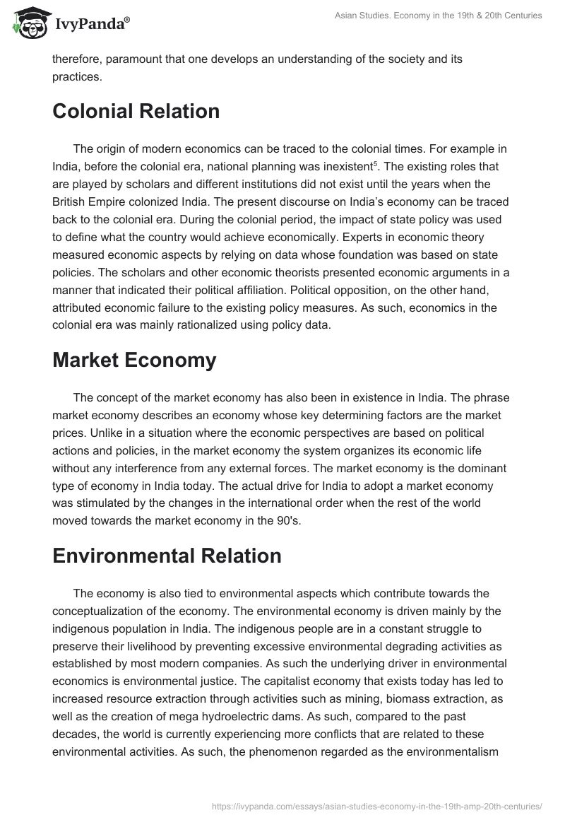 Asian Studies. Economy in the 19th & 20th Centuries. Page 2