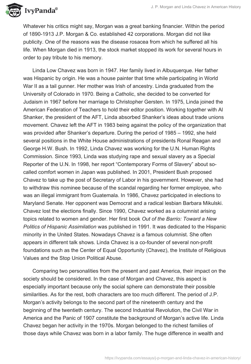 J. P. Morgan and Linda Chavez in American History. Page 2