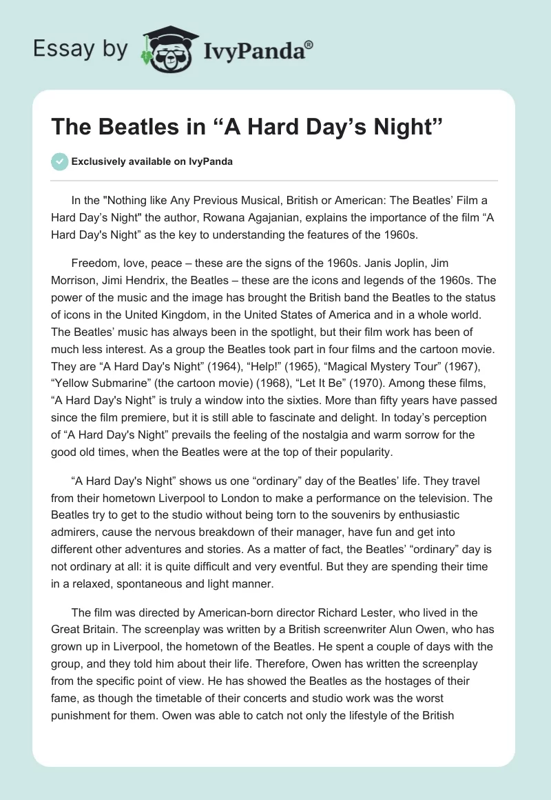 The Beatles in “A Hard Day’s Night”. Page 1