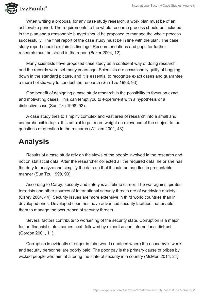 International Security Case Studies' Analysis. Page 2