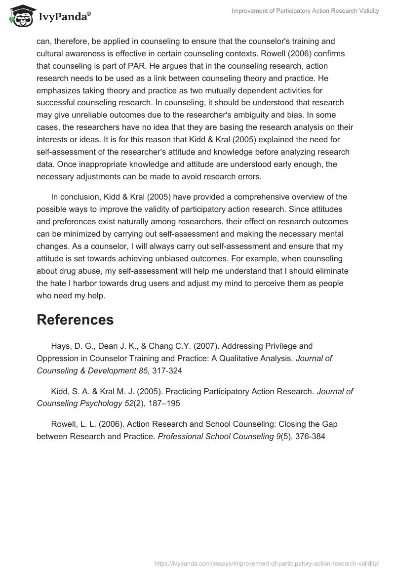 Improvement of Participatory Action Research Validity. Page 2