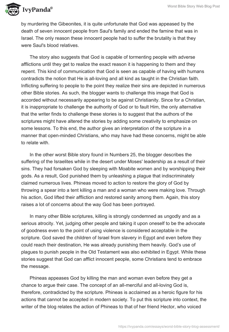 "Worst Bible Story" Web Blog Post. Page 2