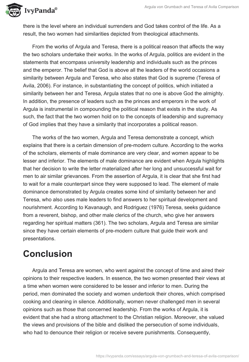 Argula von Grumbach and Teresa of Avila Comparison. Page 2