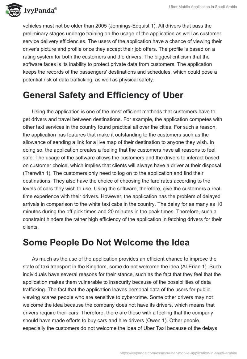 Uber Mobile Application in Saudi Arabia. Page 2