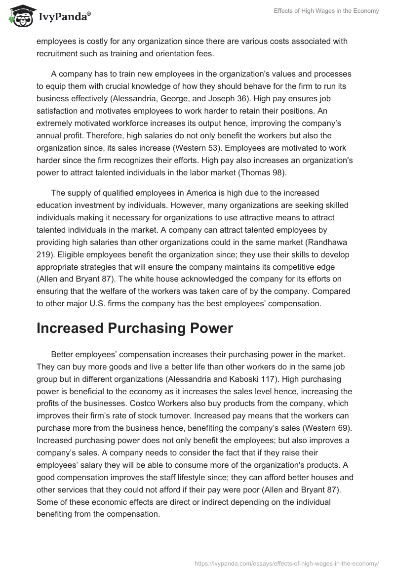 Effects of High Wages in the Economy. Page 2