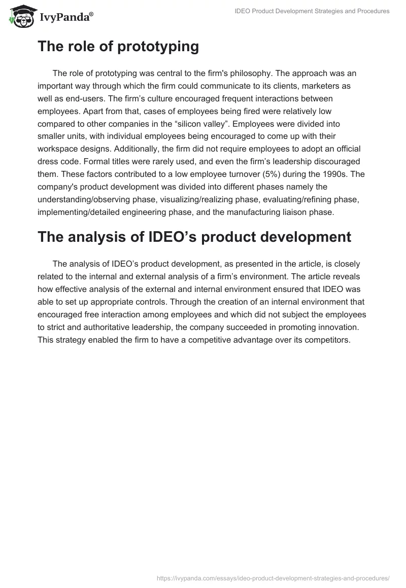 IDEO Product Development Strategies and Procedures. Page 2
