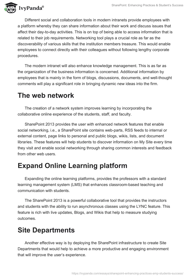 SharePoint: Enhancing Practices & Student’s Success. Page 2
