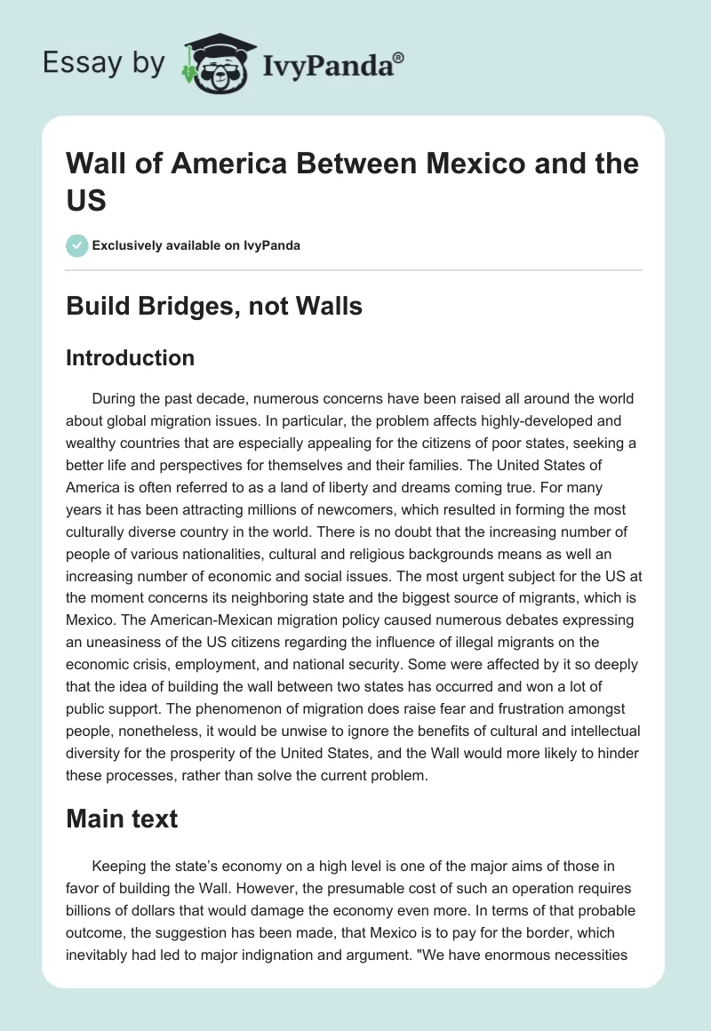 Wall of America Between Mexico and the US. Page 1