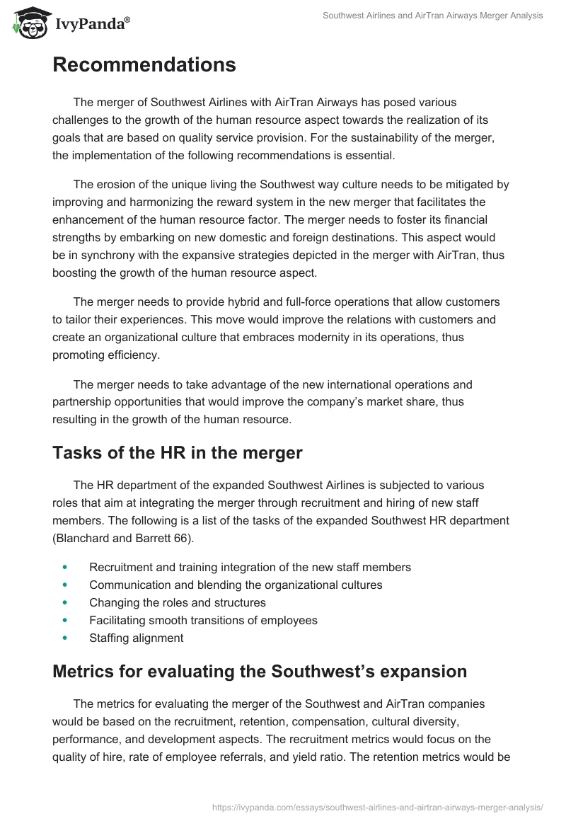 Southwest Airlines and AirTran Airways Merger Analysis. Page 3