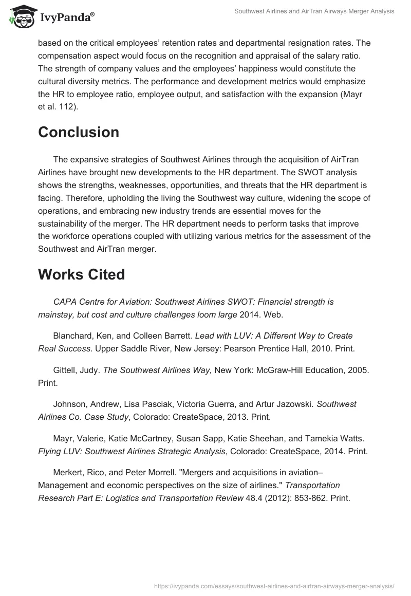 Southwest Airlines and AirTran Airways Merger Analysis. Page 4