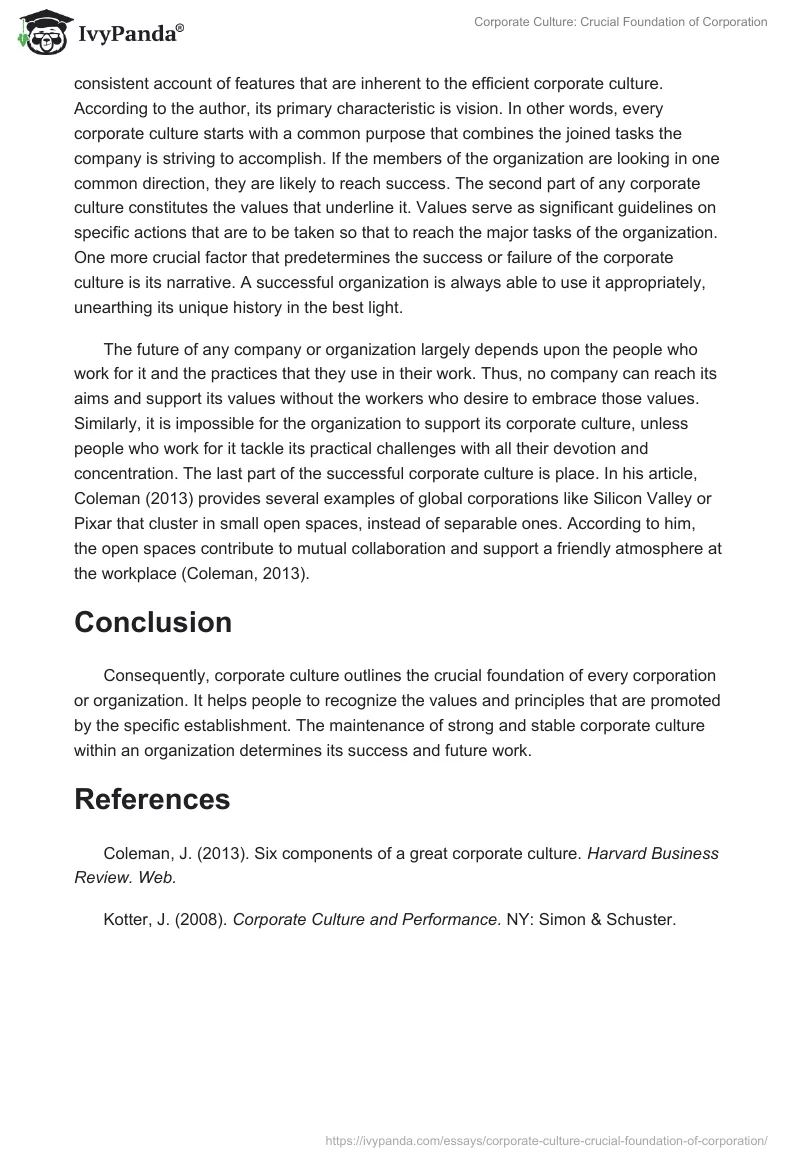 Corporate Culture: Crucial Foundation of Corporation. Page 2