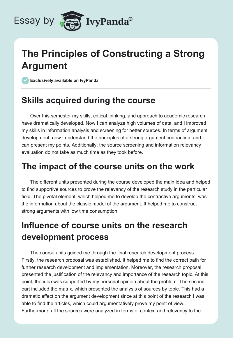 The Principles of Constructing a Strong Argument. Page 1