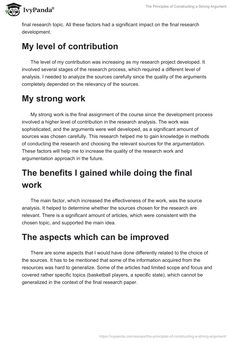The Principles of Constructing a Strong Argument. Page 2