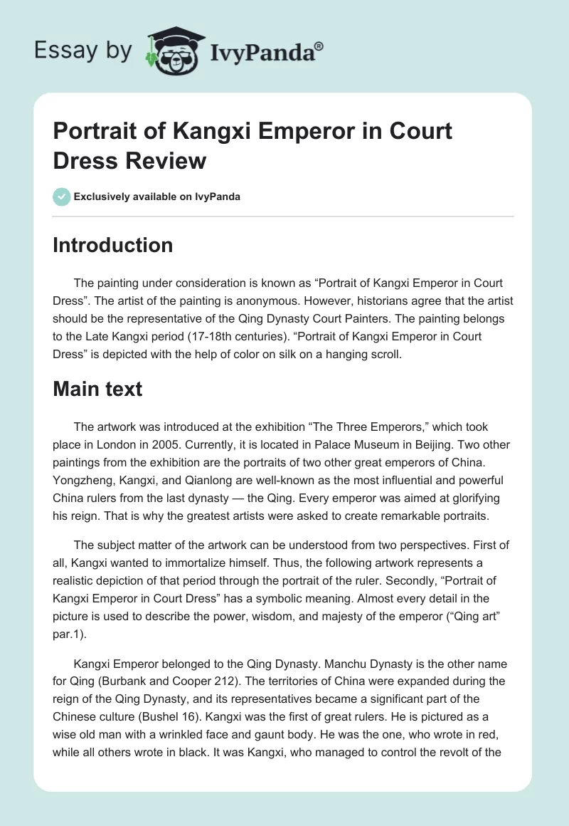 Portrait of Kangxi Emperor in Court Dress Review. Page 1