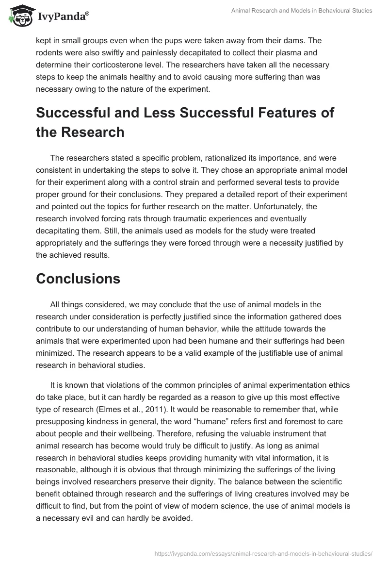 Animal Research and Models in Behavioural Studies. Page 4