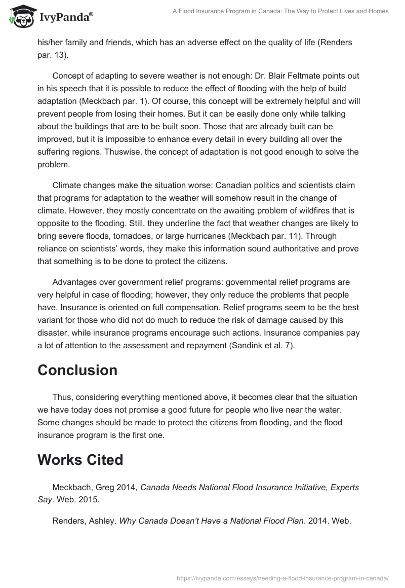 A Flood Insurance Program in Canada: The Way to Protect Lives and Homes. Page 2