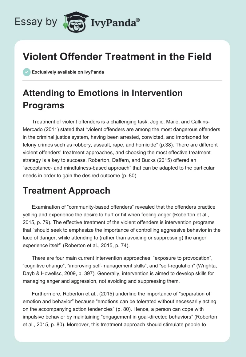 Violent Offender Treatment in the Field. Page 1