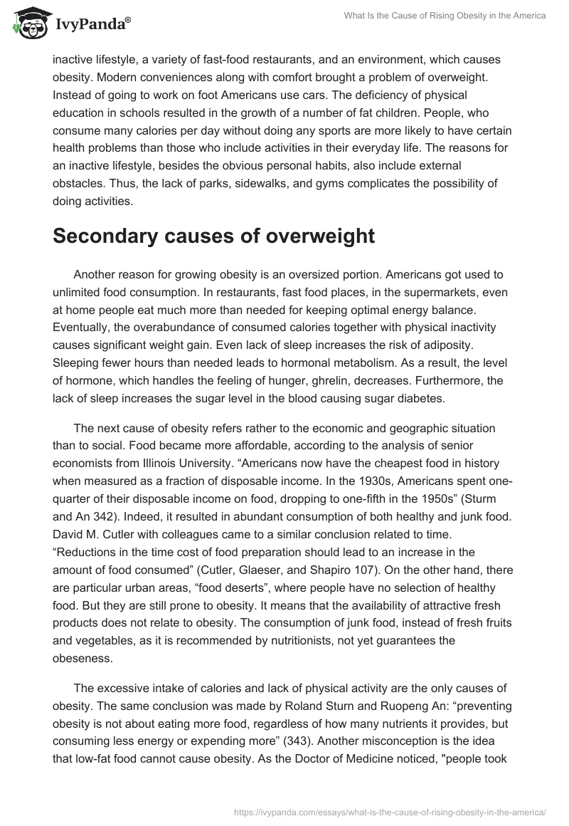 What Is the Cause of Rising Obesity in the America. Page 3