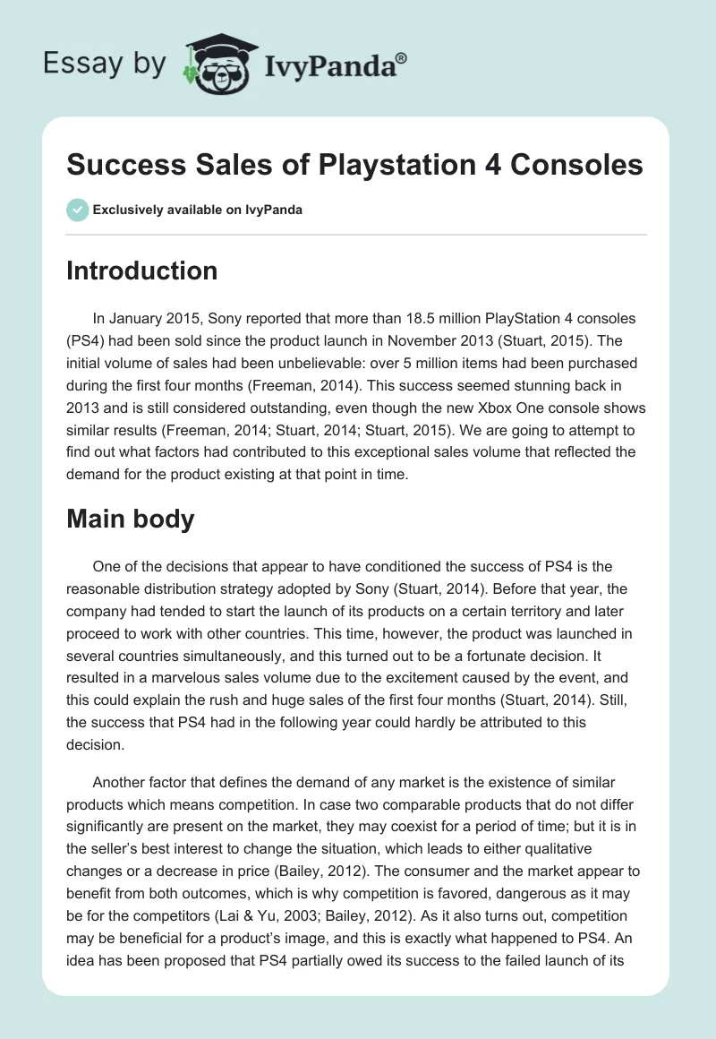 Success Sales of Playstation 4 Consoles. Page 1
