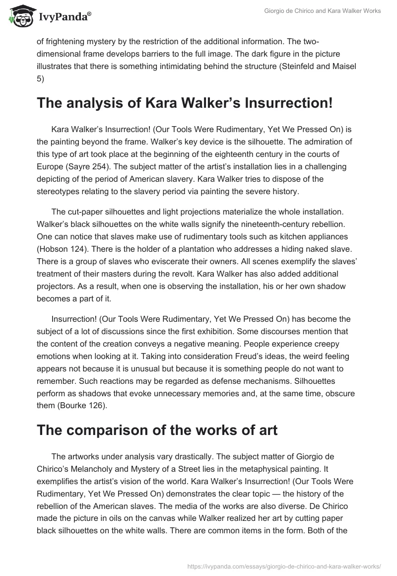 Giorgio de Chirico and Kara Walker Works. Page 3