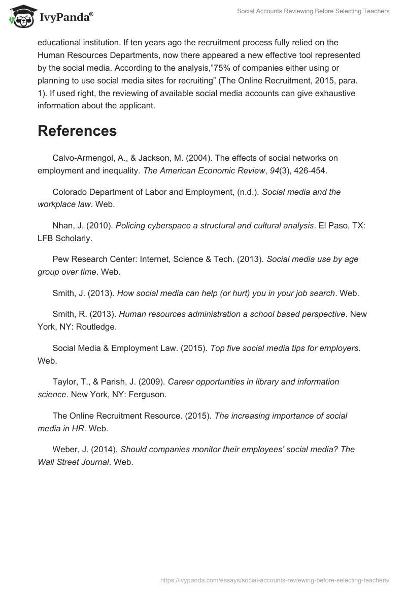 Social Accounts Reviewing Before Selecting Teachers. Page 4