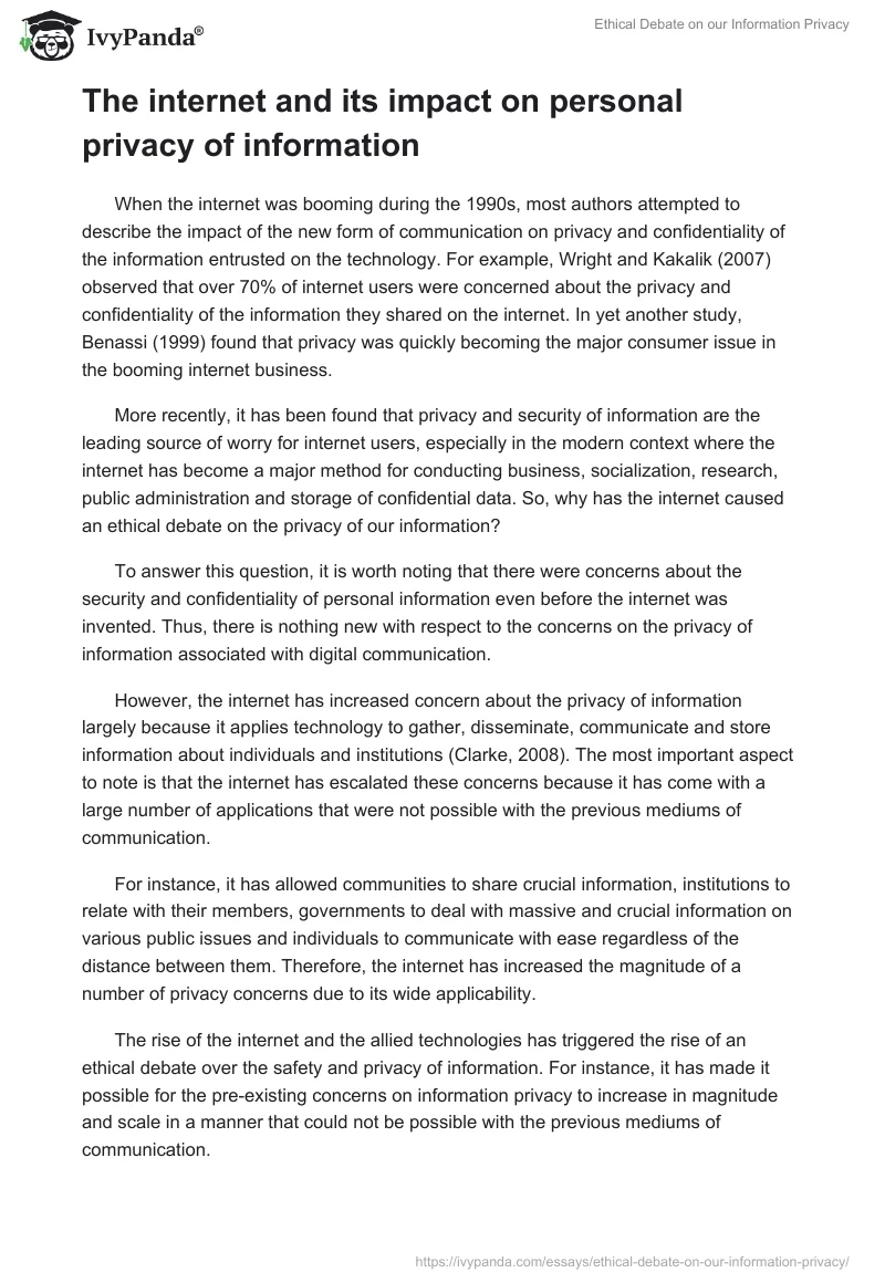 Ethical Debate on our Information Privacy. Page 3