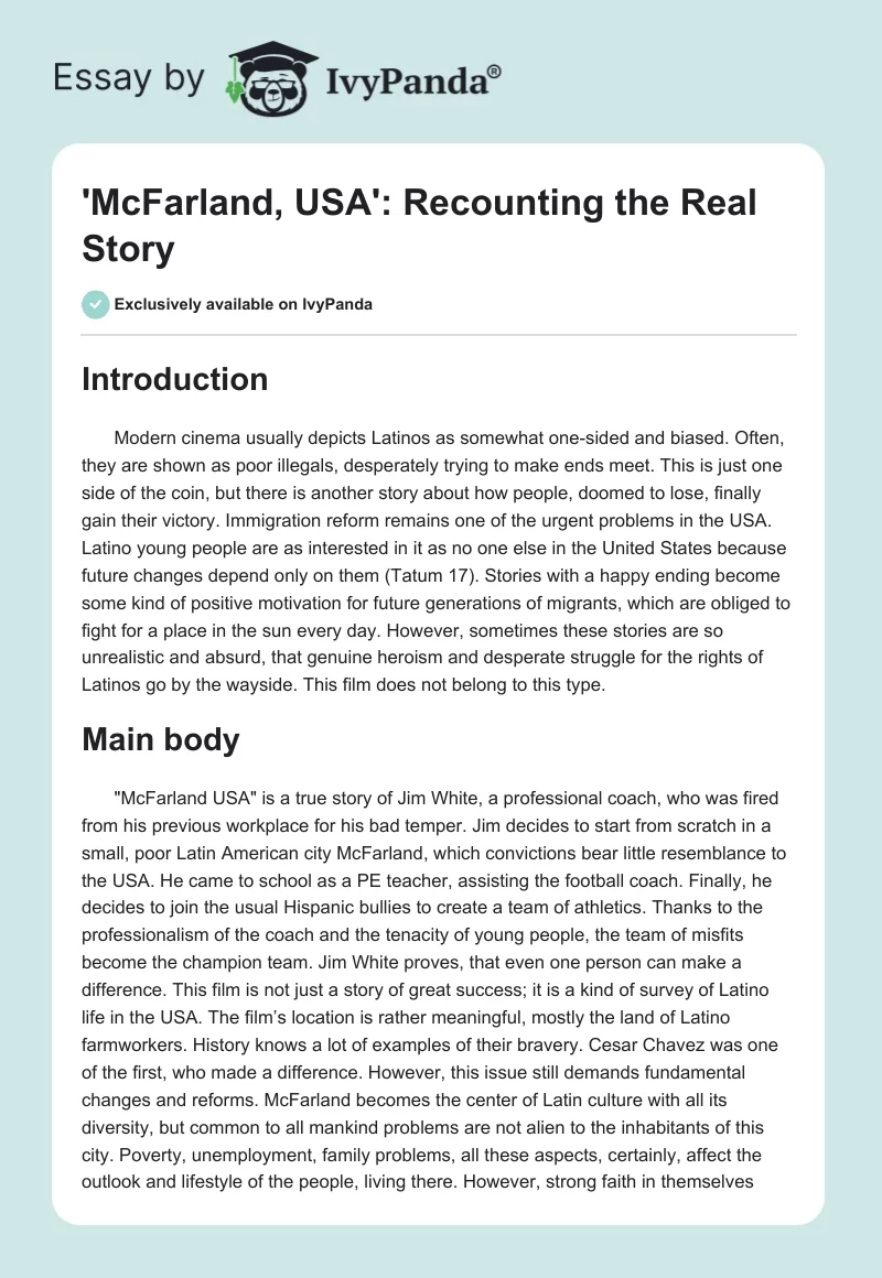 'McFarland, USA': Recounting the Real Story. Page 1