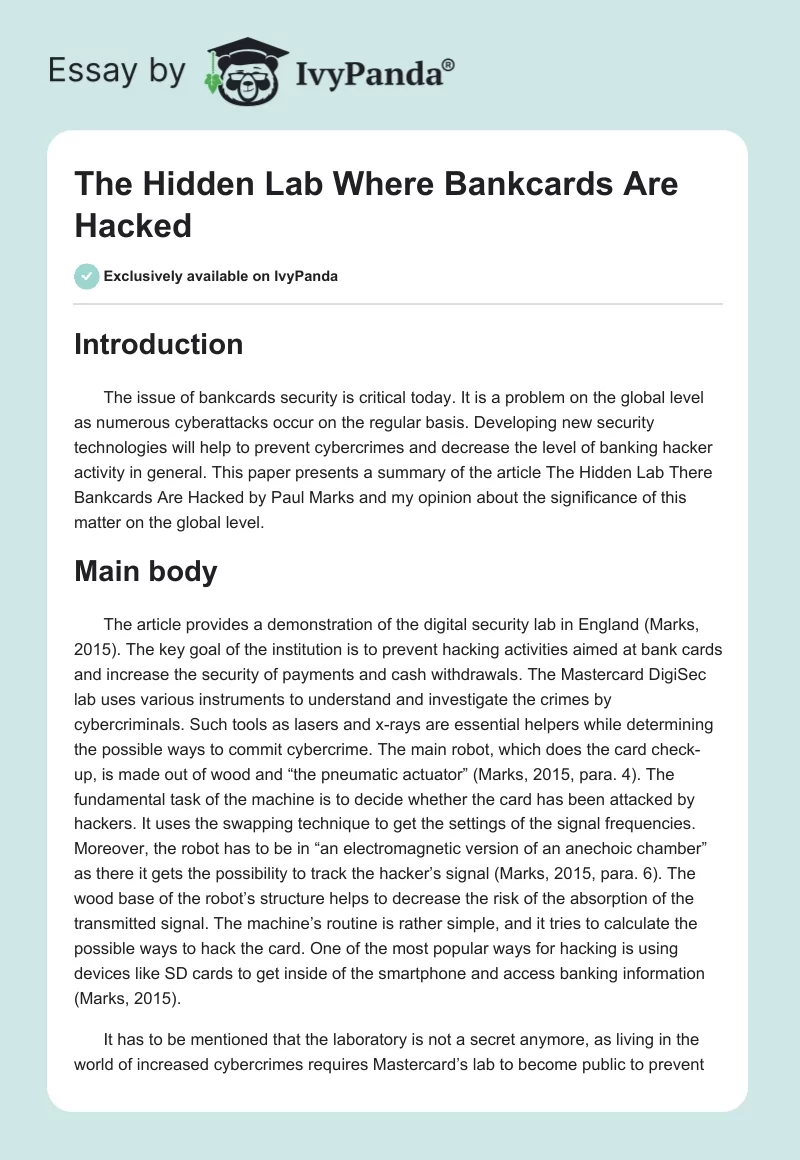 The Hidden Lab Where Bankcards Are Hacked. Page 1