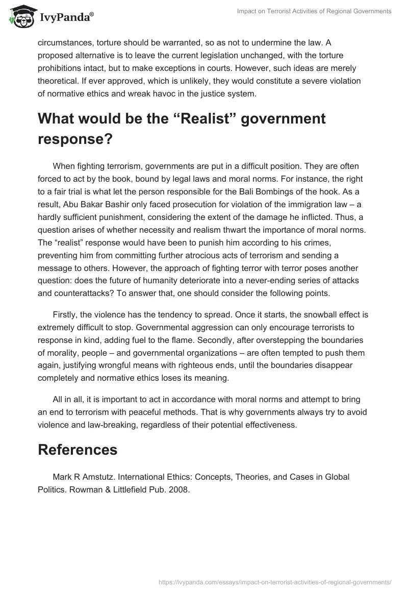 Impact on Terrorist Activities of Regional Governments. Page 2