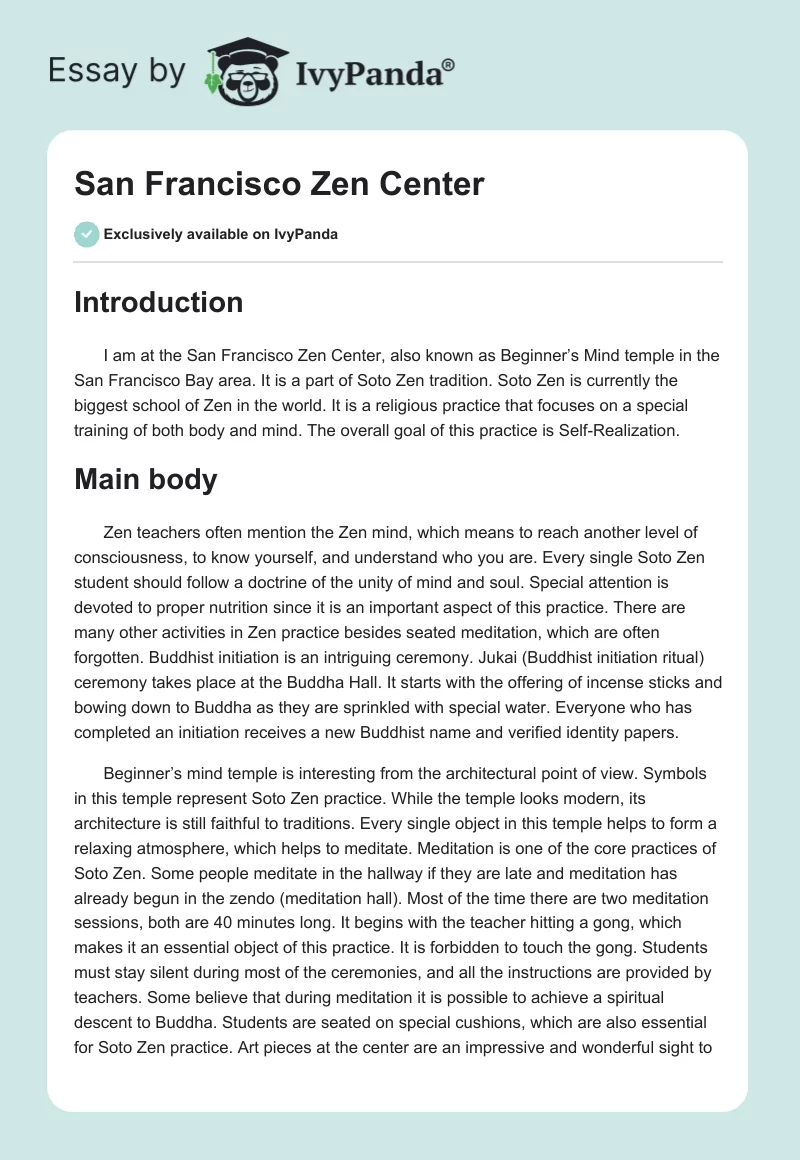 San Francisco Zen Center. Page 1