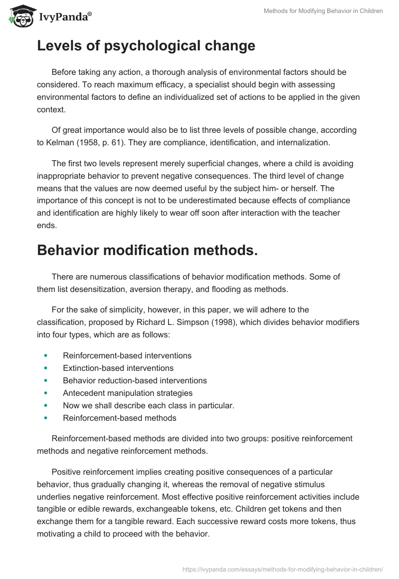 Methods for Modifying Behavior in Children. Page 2