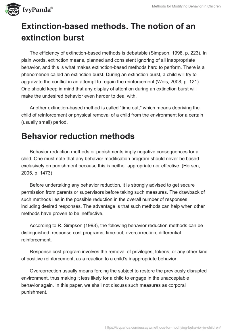 Methods for Modifying Behavior in Children. Page 3