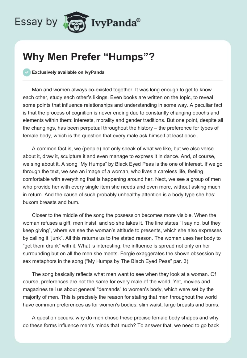 Why Men Prefer “Humps”?. Page 1