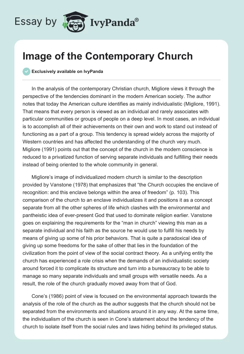 Image of the Contemporary Church. Page 1