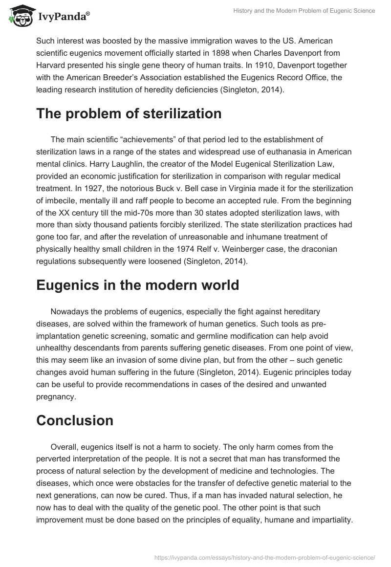 History and the Modern Problem of Eugenic Science. Page 2