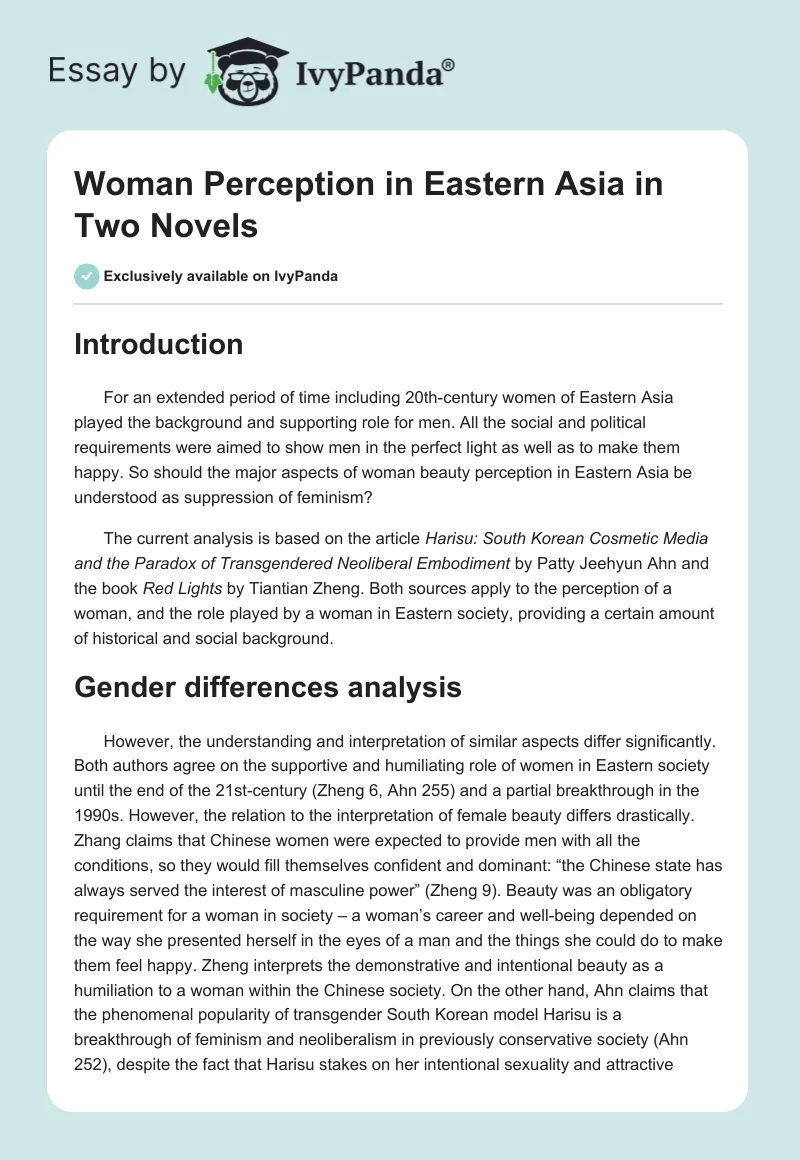 Woman Perception in Eastern Asia in Two Novels. Page 1