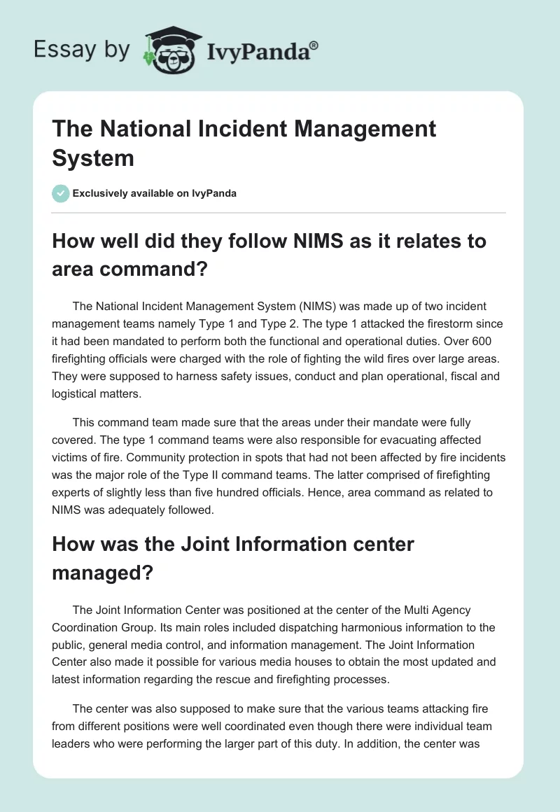 The National Incident Management System. Page 1