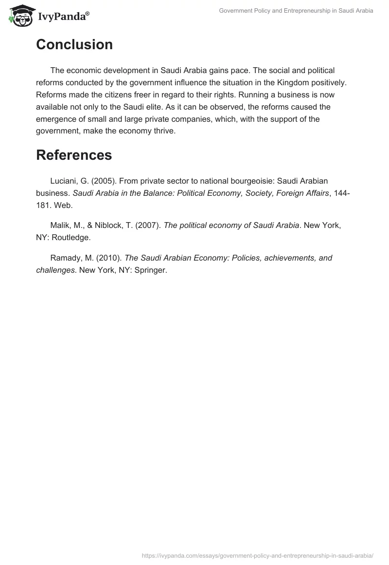 Government Policy and Entrepreneurship in Saudi Arabia. Page 3