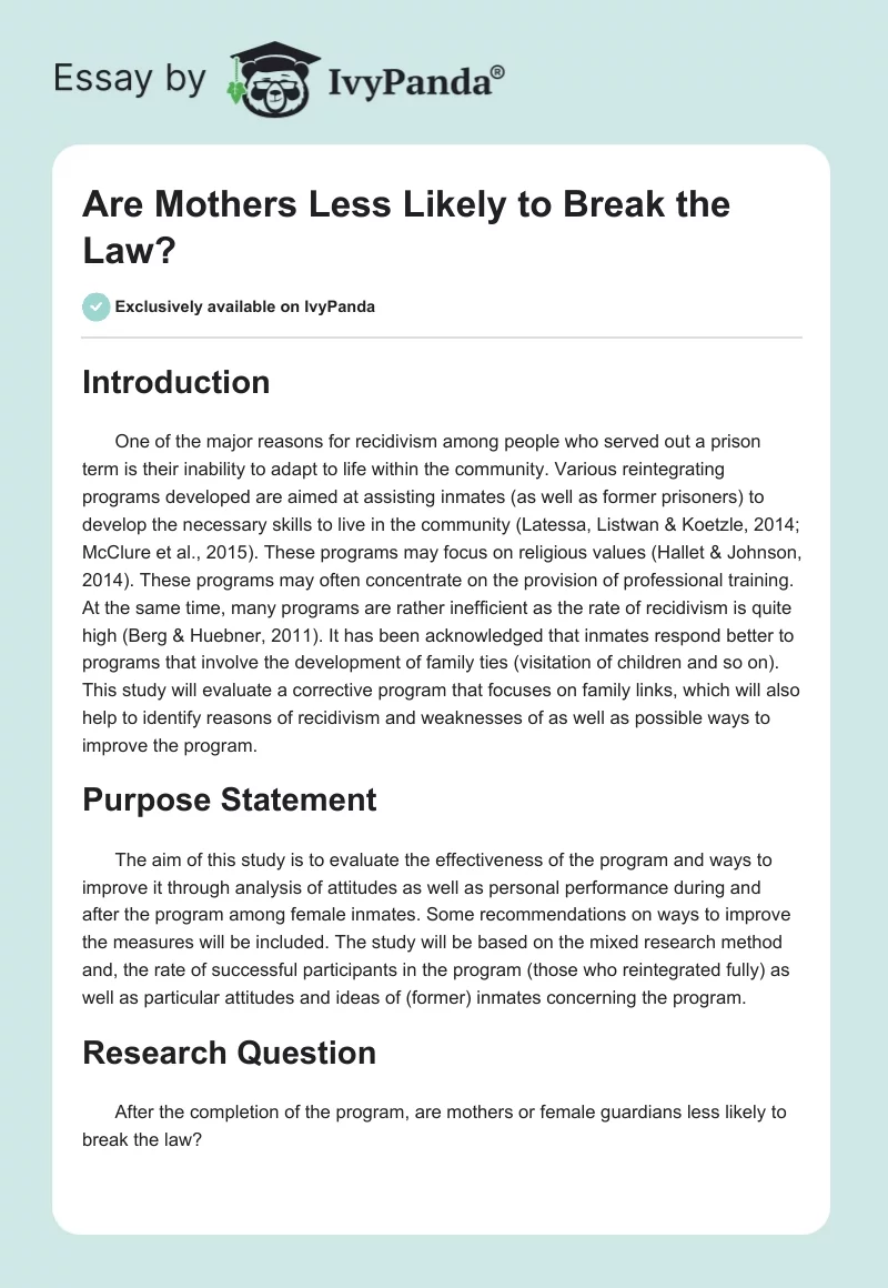 Are Mothers Less Likely to Break the Law?. Page 1