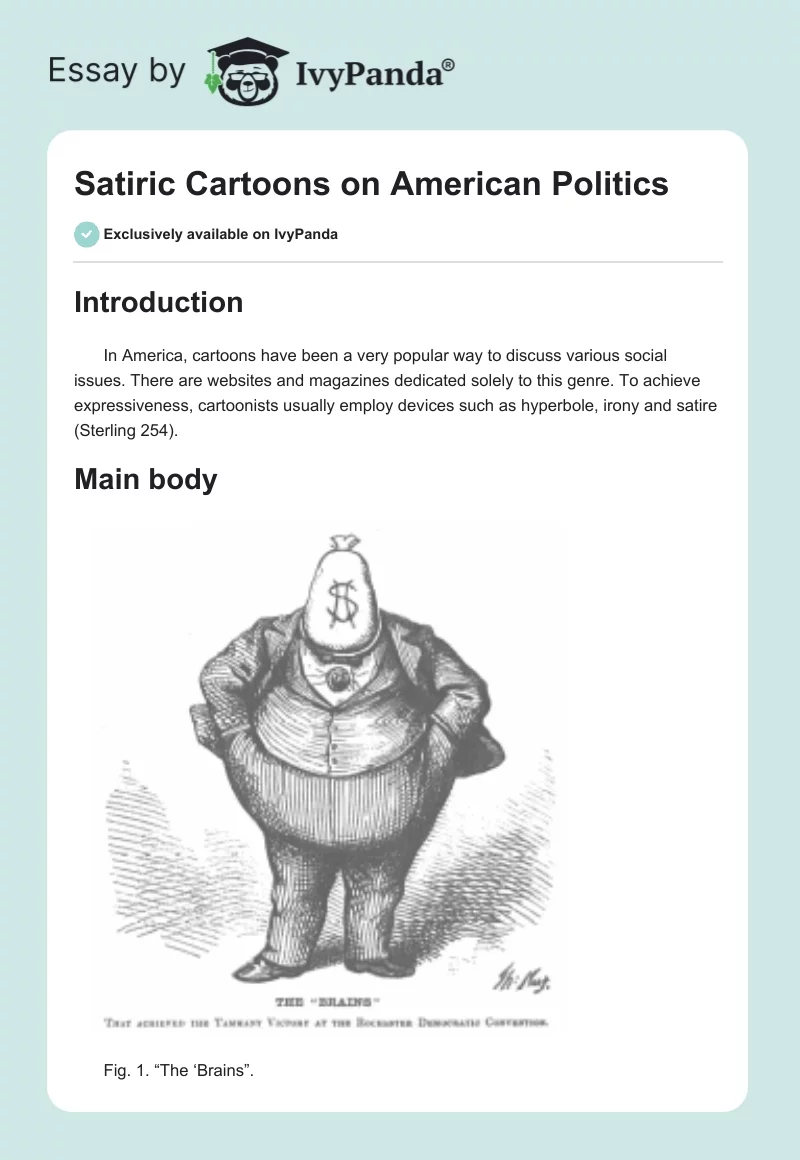 Satiric Cartoons on American Politics. Page 1