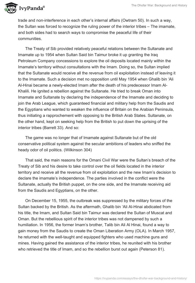 The Dhofar War: Background and History. Page 2