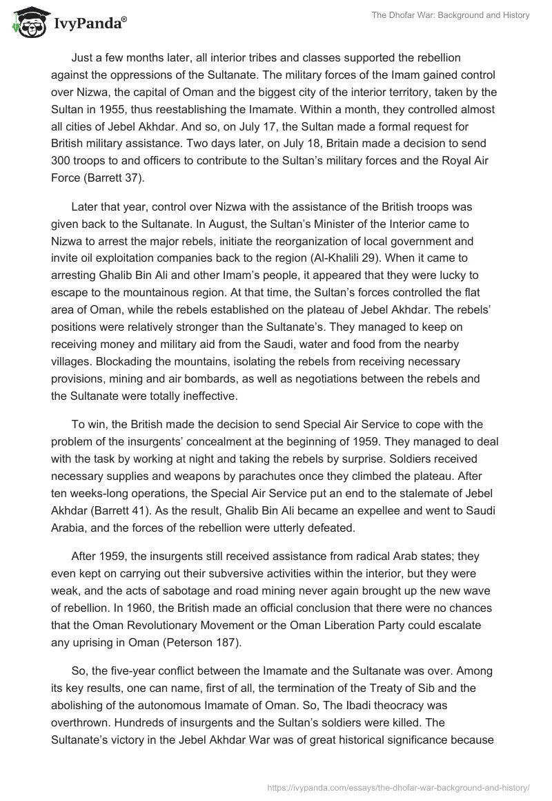The Dhofar War: Background and History. Page 3