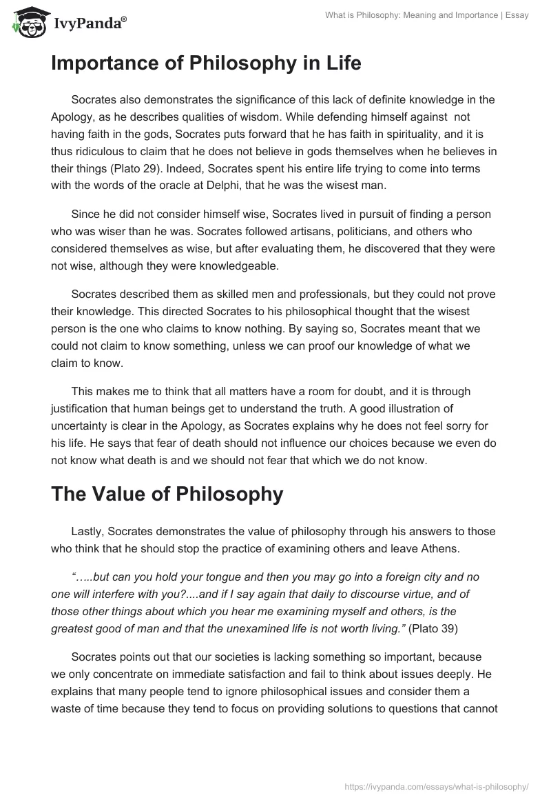 essay on the importance of philosophy