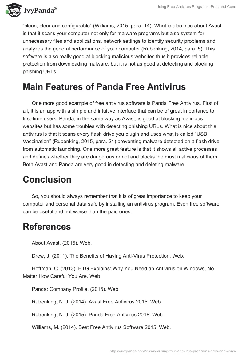 Using Free Antivirus Programs: Pros and Cons. Page 2