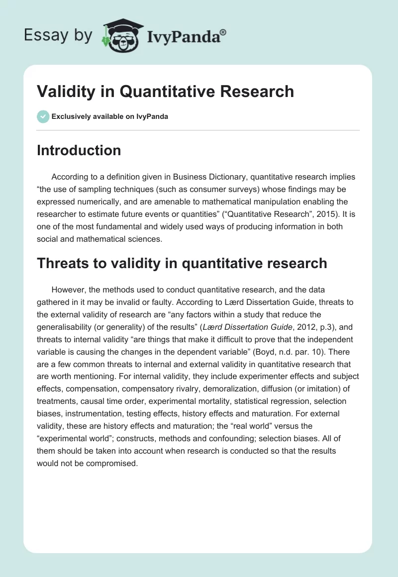 Validity in Quantitative Research. Page 1